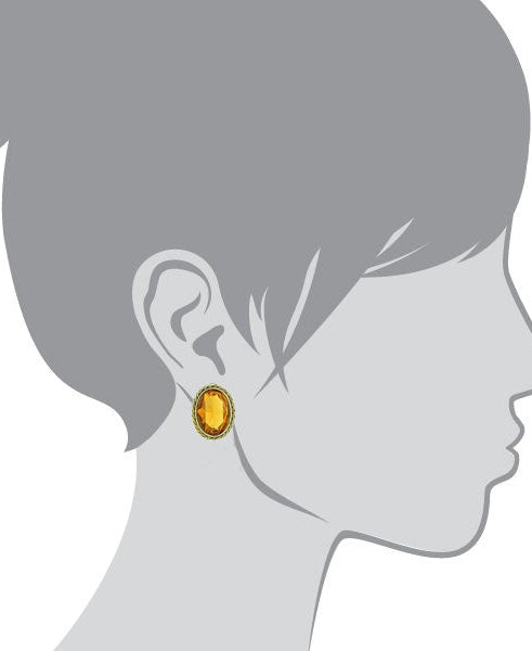 1928 Jewelry Topaz Oval Button Earrings