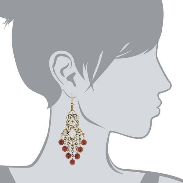 T.R.U. Carnelian Gemstones Chevron Chandelier Earrings