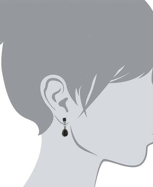 1928 Jewelry Petite Jet Black Stone Teardrop Post Drop Earrings