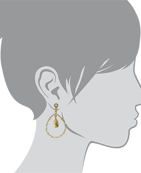 1928 Jewelry Golden Glitz Crystal Faceted Teardrop Earrings