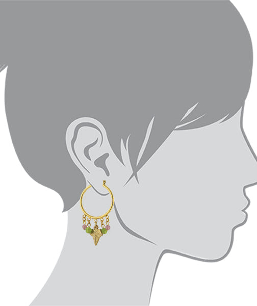 1928 Jewelry Winery Multi-Color Beaded Grape Leaf Snap In Hoop Earrings