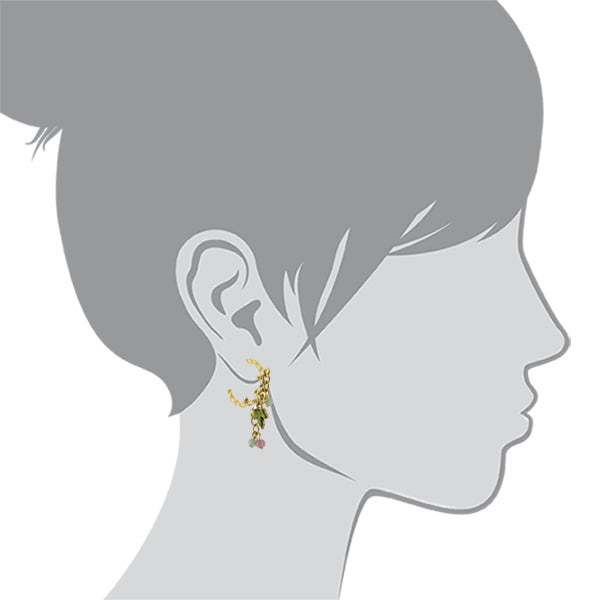 1928 Jewelry Multi-Color Beaded Grape Leaf Post Drop Earrings