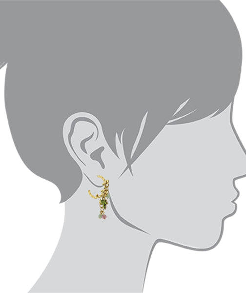 1928 Jewelry Multi-Color Beaded Grape Leaf Post Drop Earrings