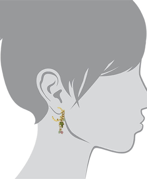 1928 Jewelry Multi-Color Beaded Grape Leaf Post Drop Earrings