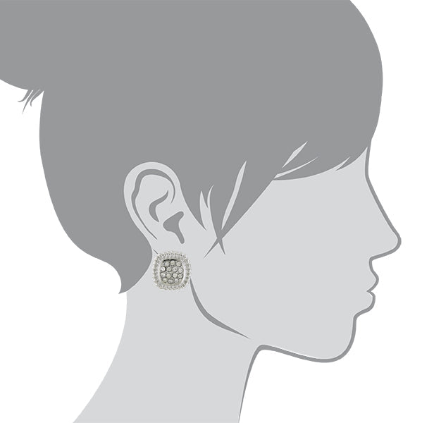 1928 Jewelry Square Pave Crystal Button Earrings