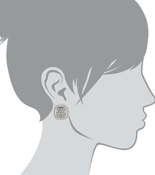 1928 Jewelry Square Pave Crystal Button Earrings