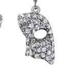 Silver pendant with clear gemstones on a white background