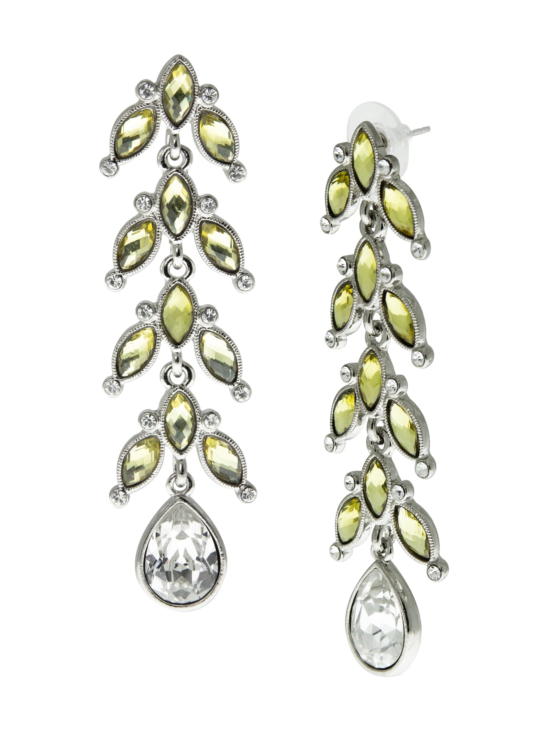 Antiquities Couture Crystal Vine Linear Teardrop Dangling Earrings