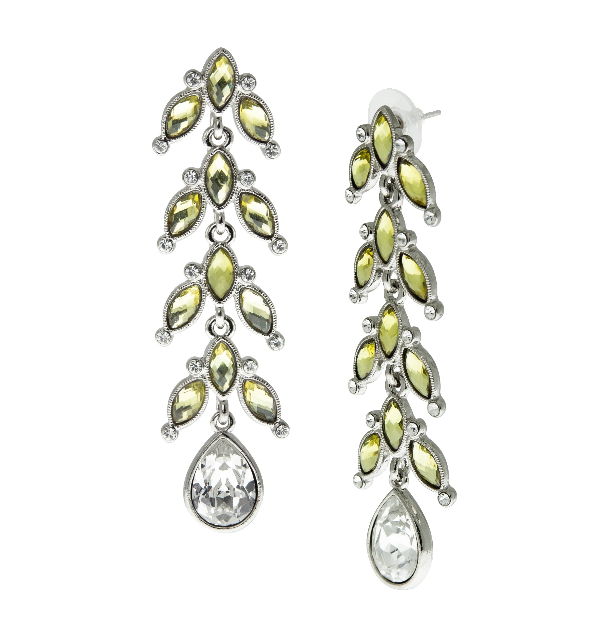 Antiquities Couture Crystal Vine Linear Teardrop Dangling Earrings