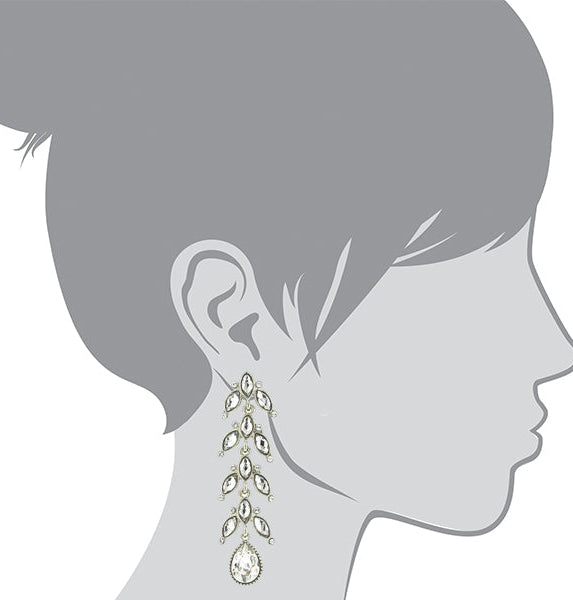 Antiquities Couture Crystal Vine Linear Teardrop Dangling Earrings