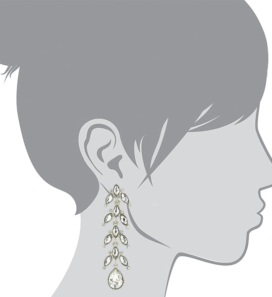 Antiquities Couture Crystal Vine Linear Teardrop Dangling Earrings