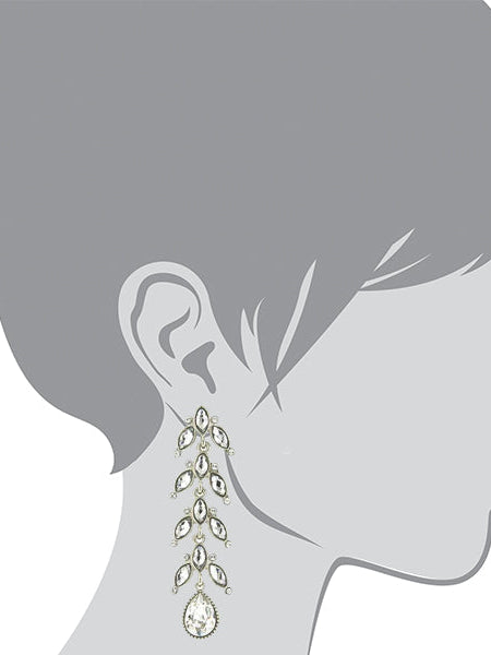 Antiquities Couture Crystal Vine Linear Teardrop Dangling Earrings