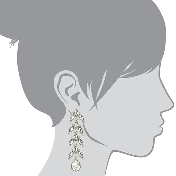 Antiquities Couture Crystal Vine Linear Teardrop Dangling Earrings
