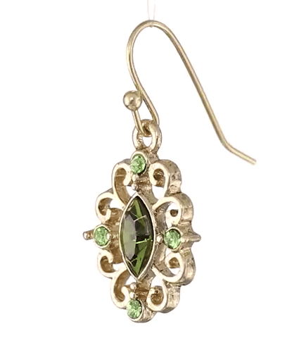 1928 Jewelry Navette Crystal Royale Filigree Drop Earrings