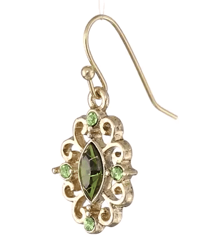 1928 Jewelry Navette Crystal Royale Filigree Drop Earrings