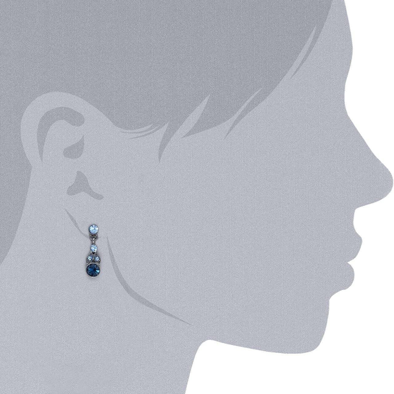 1928 Jewelry Light Sapphire & Montana Blue Euro Crystal Drop Earrings