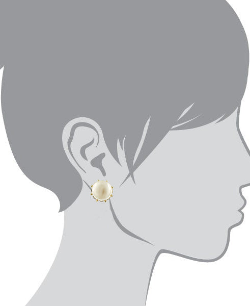 1928 Jewelry Round Faux Pearl Button Earrings
