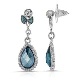 Sapphire Crystal Leaf Teardrop Stone Earrings