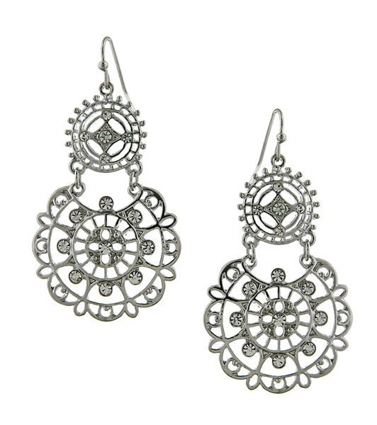 2028 Jewelry Tibetan Inspired Filigree Crystal Drop Earrings