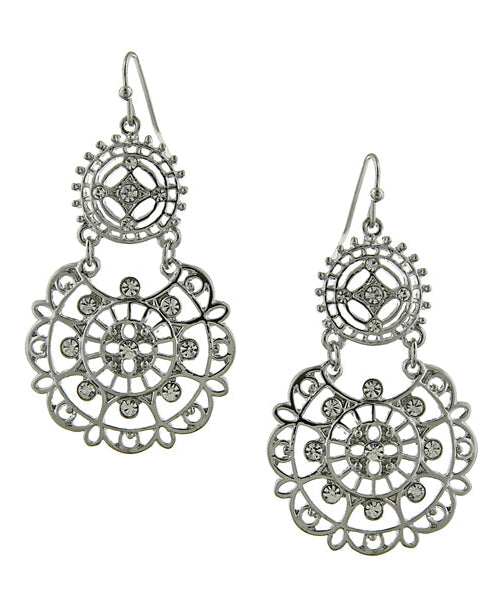 2028 Jewelry Tibetan Inspired Filigree Crystal Drop Earrings