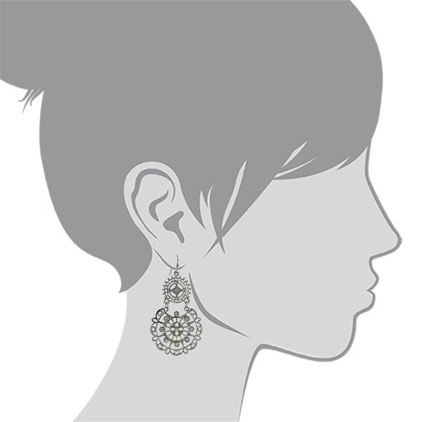 2028 Jewelry Tibetan Inspired Filigree Crystal Drop Earrings