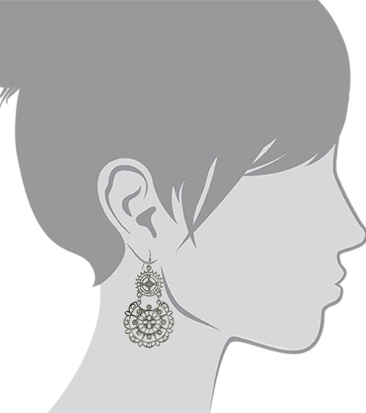 2028 Jewelry Tibetan Inspired Filigree Crystal Drop Earrings