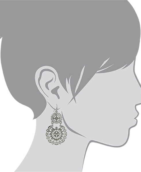 2028 Jewelry Tibetan Inspired Filigree Crystal Drop Earrings