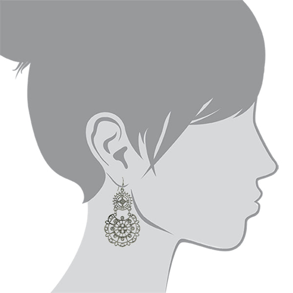 2028 Jewelry Tibetan Inspired Filigree Crystal Drop Earrings