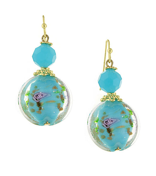 1928 Jewelry Round Pink Floral Drop Earrings