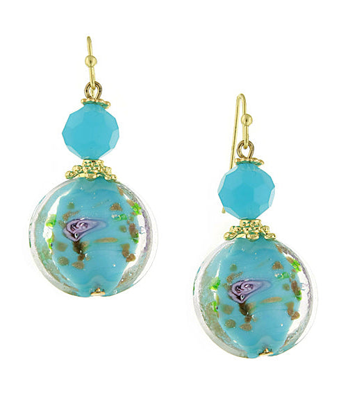 1928 Jewelry Round Pink Floral Drop Earrings