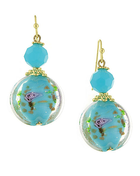 1928 Jewelry Round Pink Floral Drop Earrings