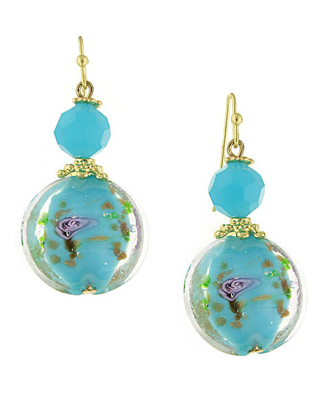 1928 Jewelry Round Pink Floral Drop Earrings