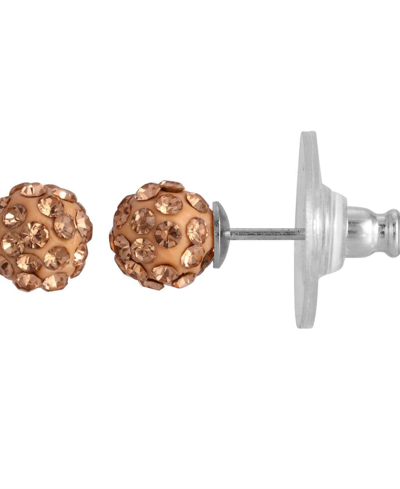 1928 Jewelry Round Petite 6mm Crystal Pave Stud Earrings