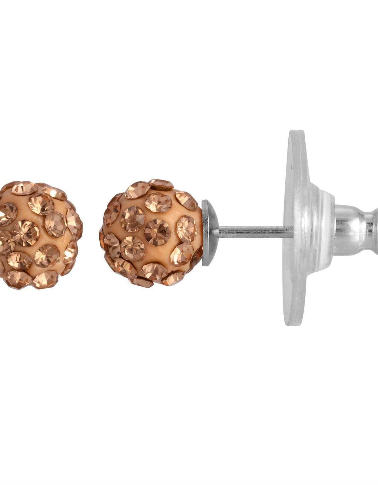 1928 Jewelry Round Petite 6mm Crystal Pave Stud Earrings