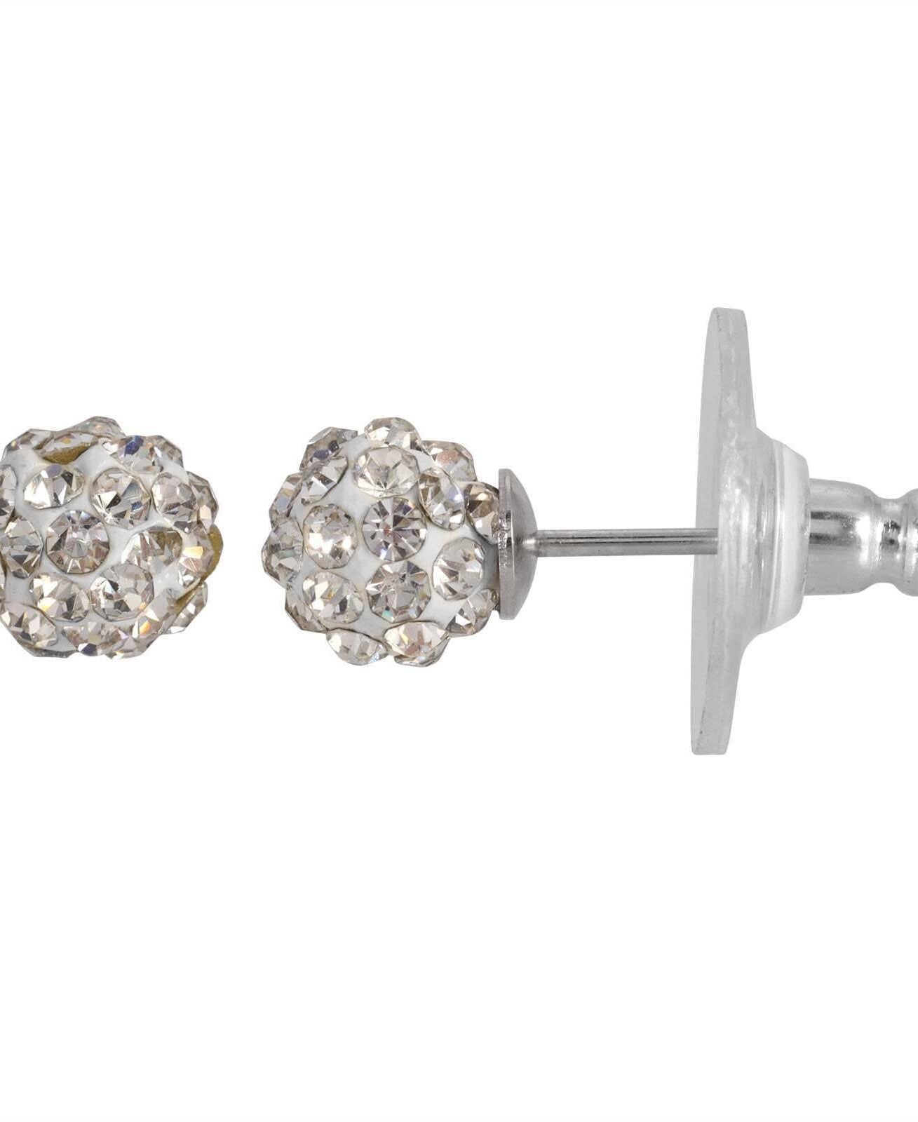 1928 Jewelry Round Petite 6mm Crystal Pave Stud Earrings