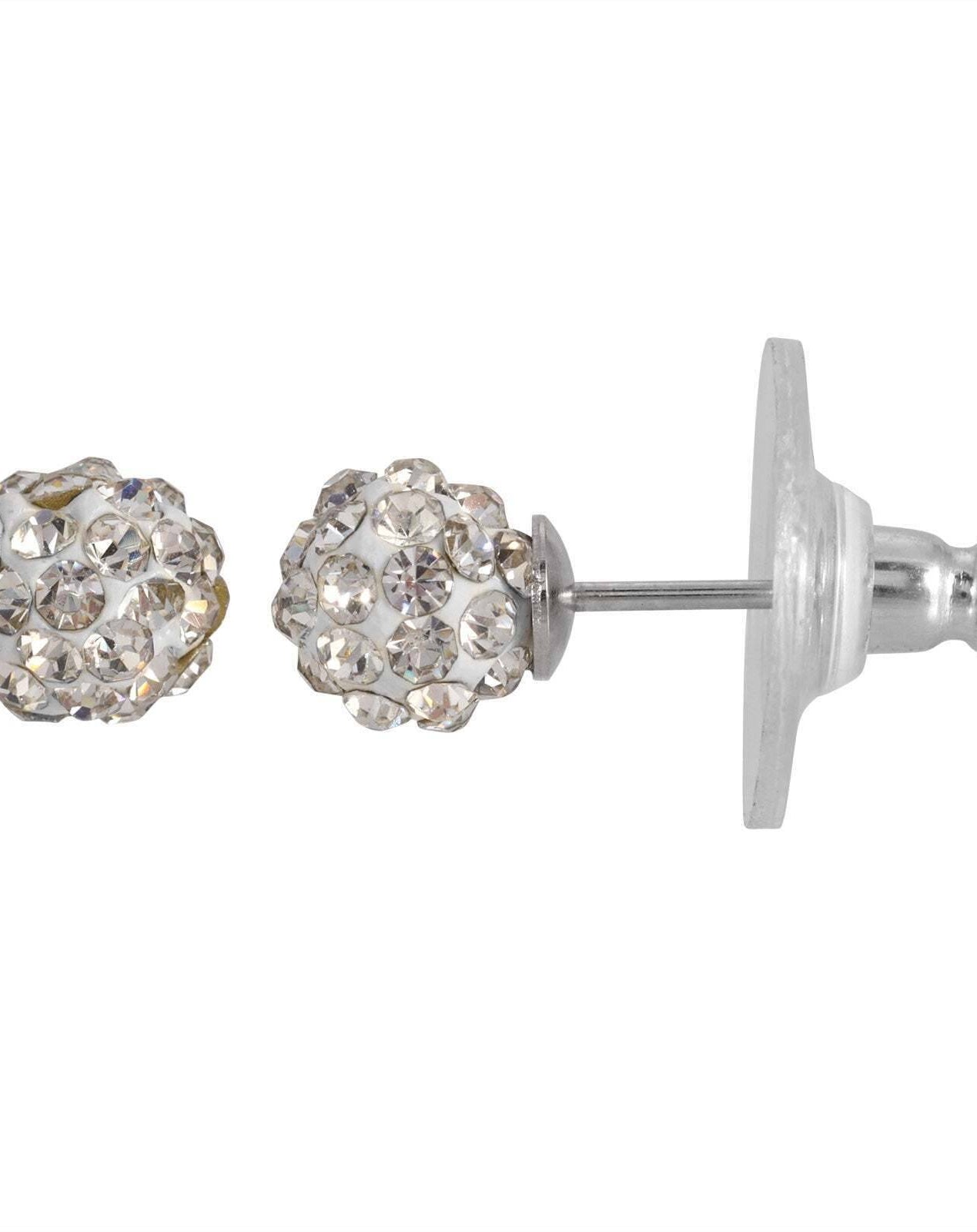 1928 Jewelry Round Petite 6mm Crystal Pave Stud Earrings