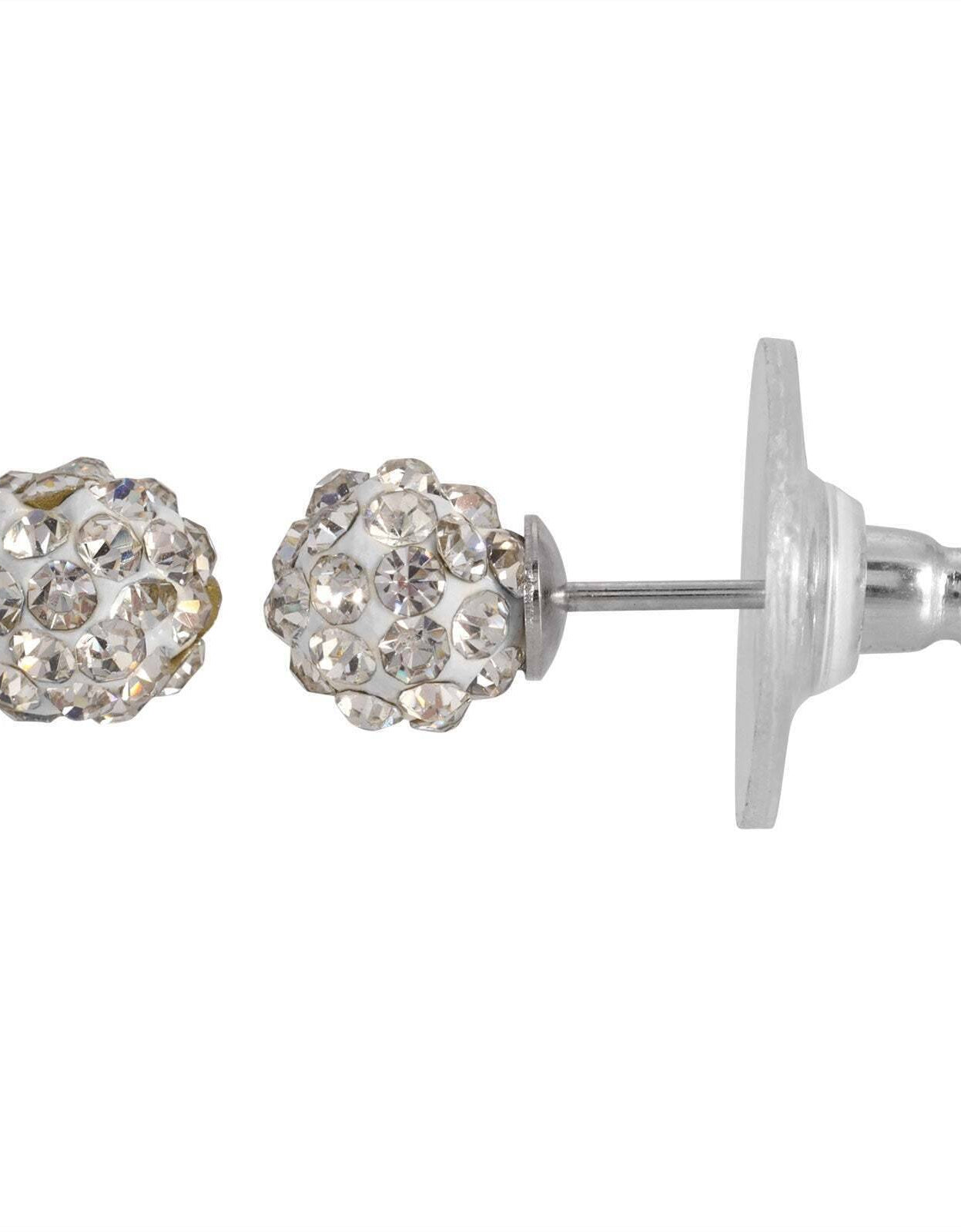 1928 Jewelry Round Petite 6mm Crystal Pave Stud Earrings