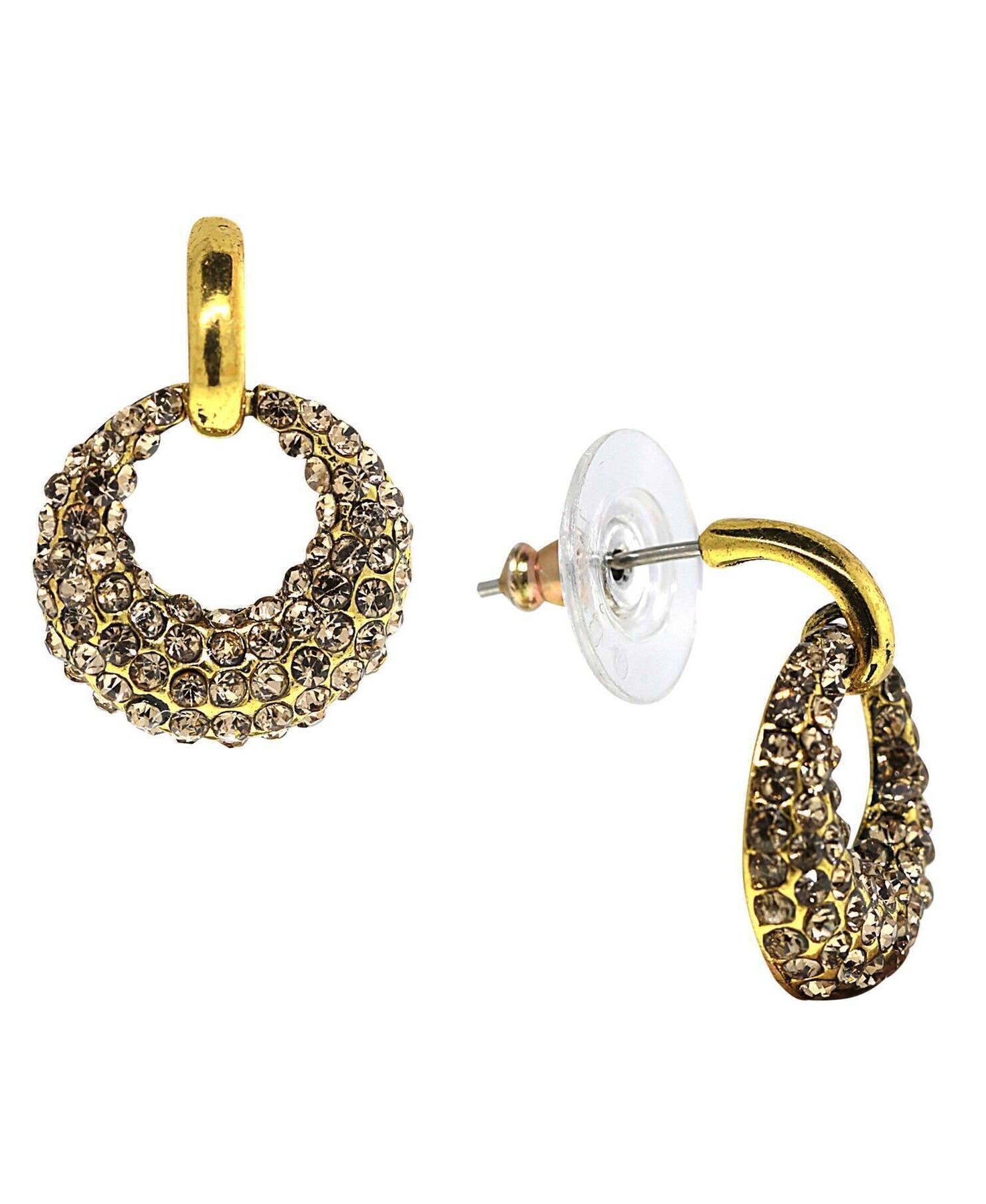 2028 Jewelry Light Topaz Color Mini Open Pave Hoop Earrings