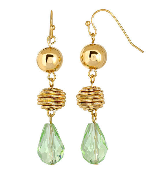 2028 Jewelry Green Beaded Drop Earrings