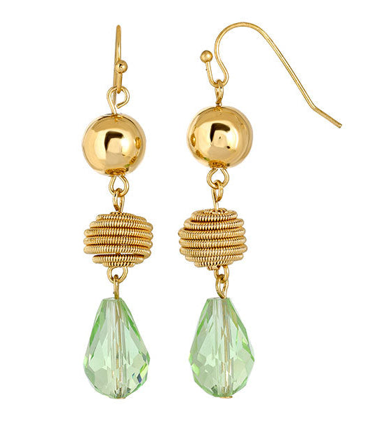 2028 Jewelry Green Beaded Drop Earrings