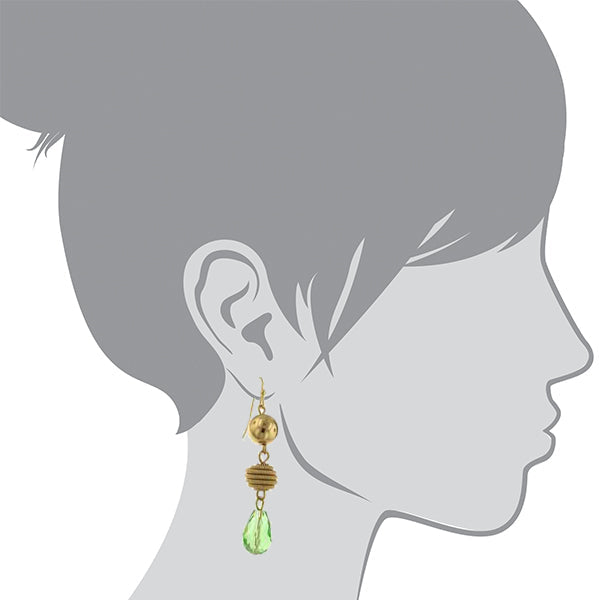 2028 Jewelry Green Beaded Drop Earrings