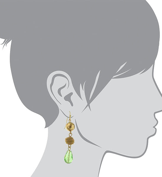 2028 Jewelry Green Beaded Drop Earrings