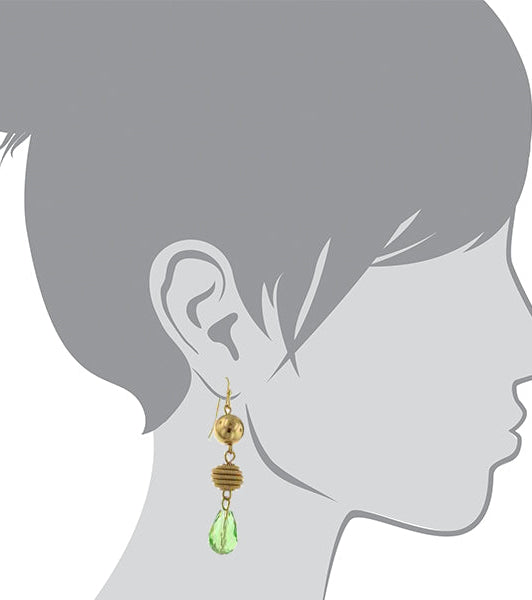 2028 Jewelry Green Beaded Drop Earrings