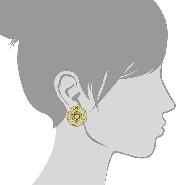 1928 Jewelry Crystal Large Filigree Button Earrings