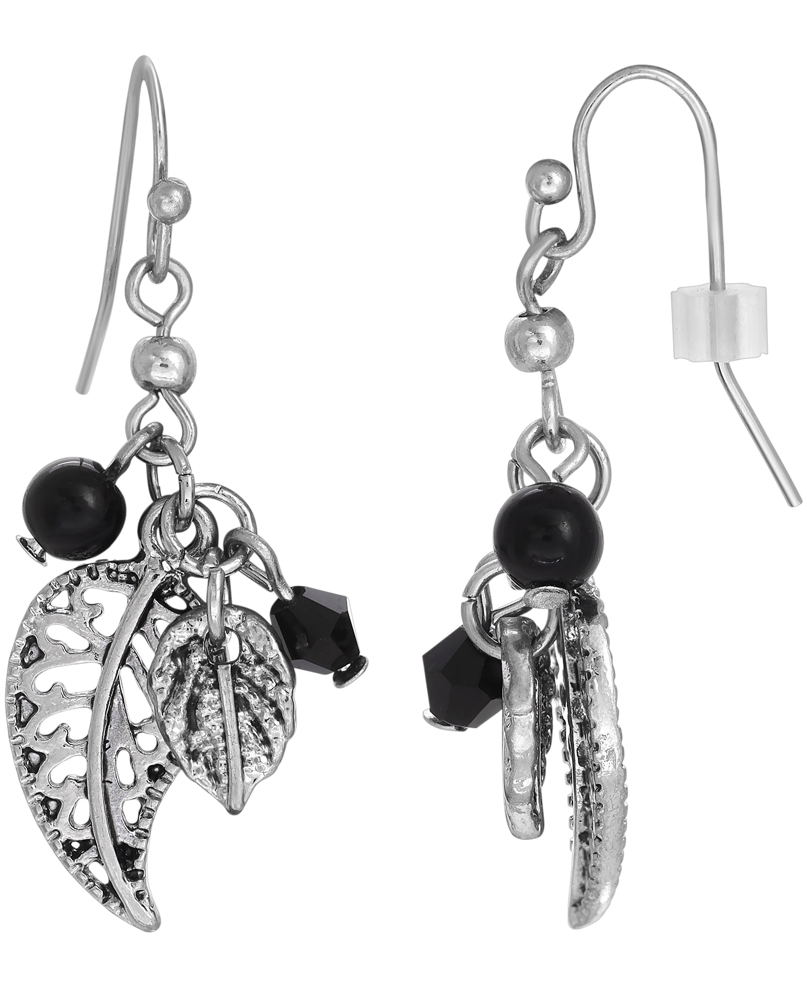 2028 Jewelry Filigree Leaf And Beads Dangle Earrings