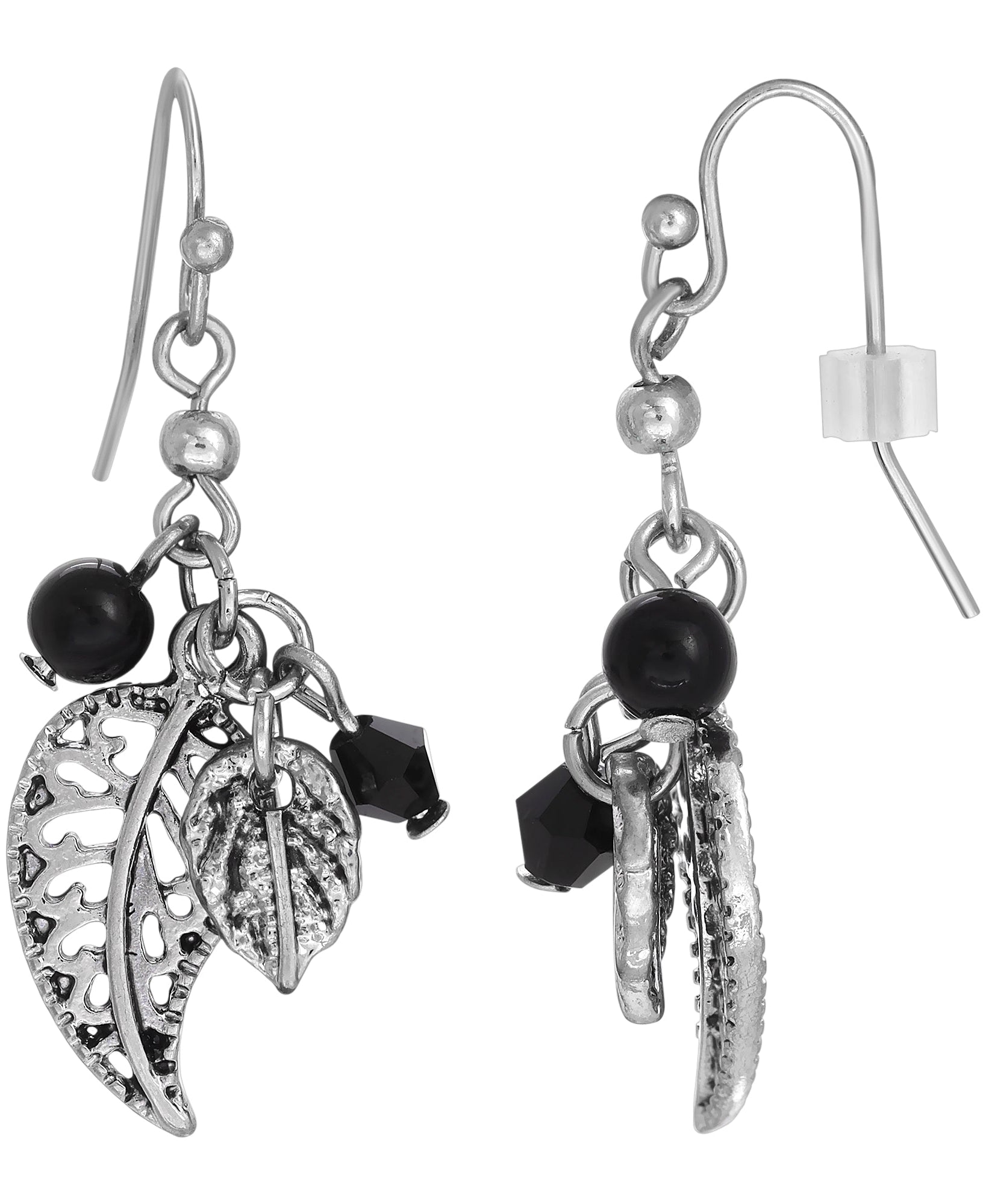 2028 Jewelry Filigree Leaf And Beads Dangle Earrings