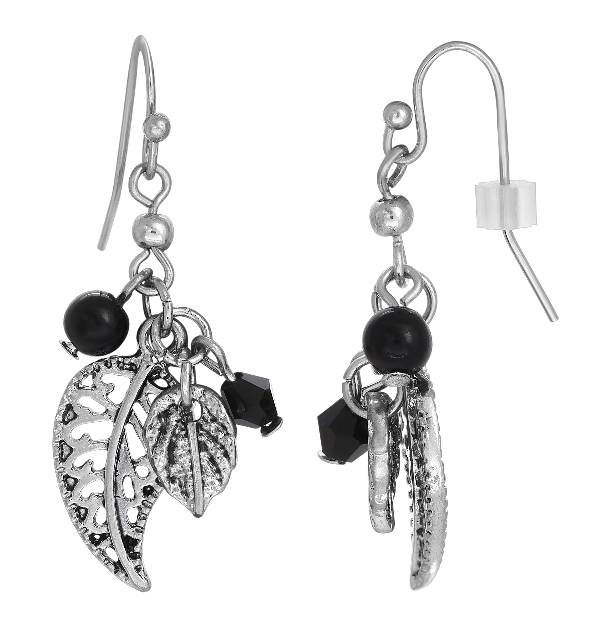 2028 Jewelry Filigree Leaf And Beads Dangle Earrings