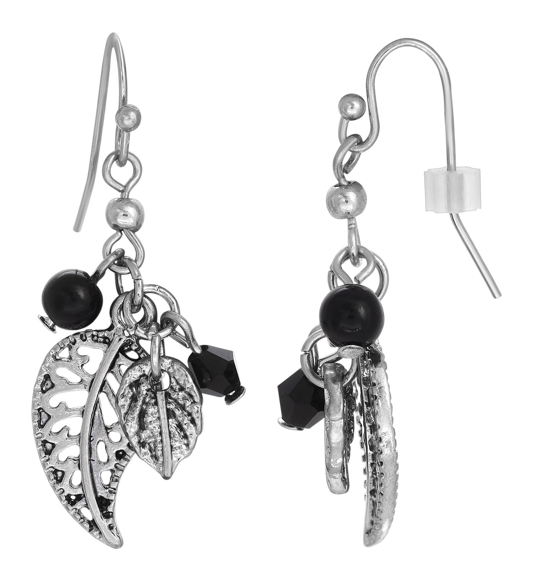 2028 Jewelry Filigree Leaf And Beads Dangle Earrings