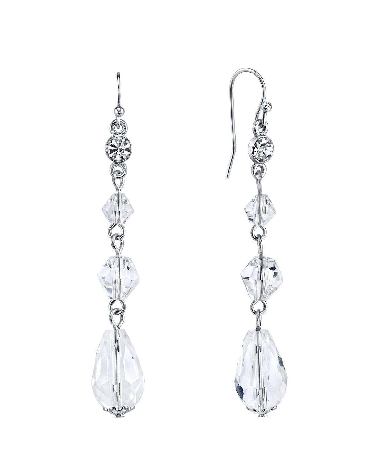 2028 Jewelry Multi Faceted Beaded Linear Drop Earrings