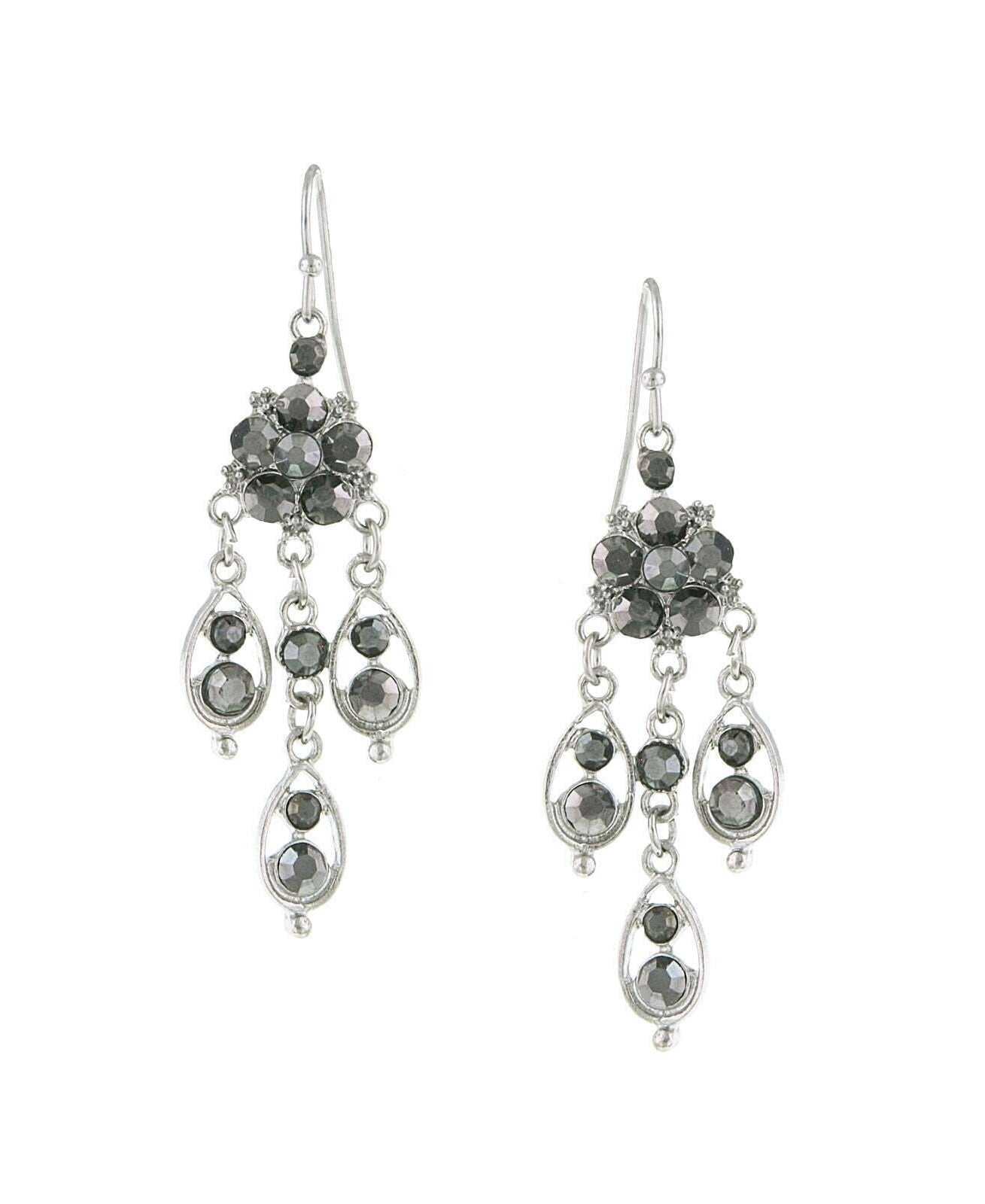 2028 Jewelry Flower Chandelier Multi Crystal Drop Earrings